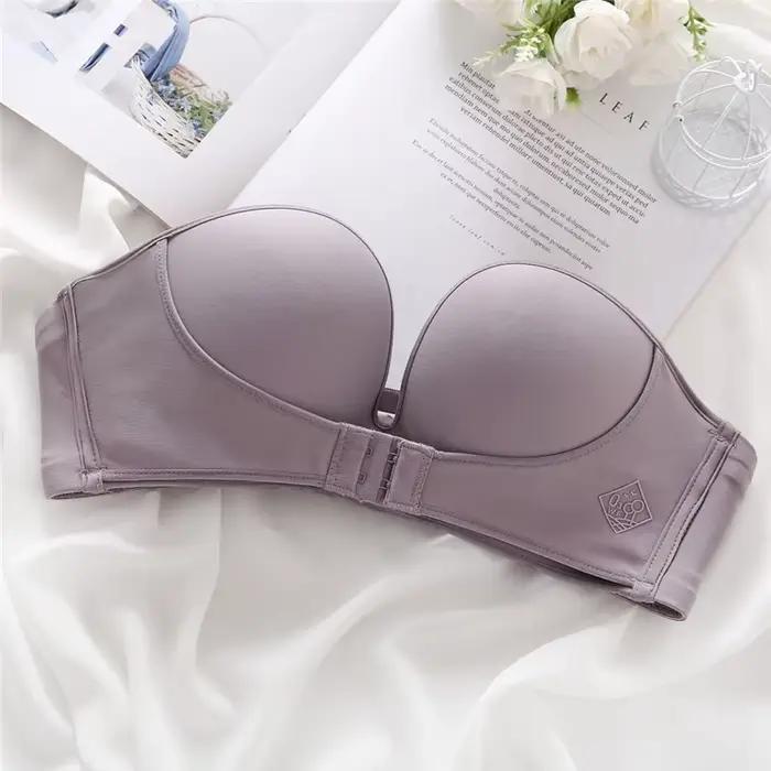 Soutien-gorge à fermeture frontale pour femmes, Push Up, sans bretelles, sans couture, sous-vêtement