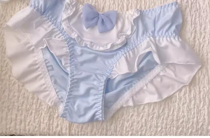 MOYISU Kawaii Lolita ensemble de soutien-gorge, oreilles de lapin découpe sans fil Bralette douce ch