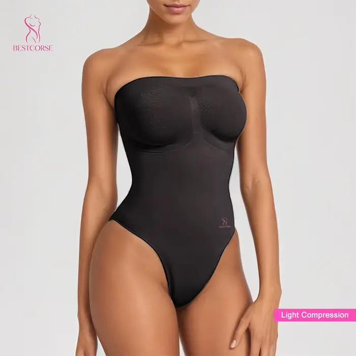 Body gainant femme string corset sans bretelles, gaine body sculptant gainant ventre pla sans coutur