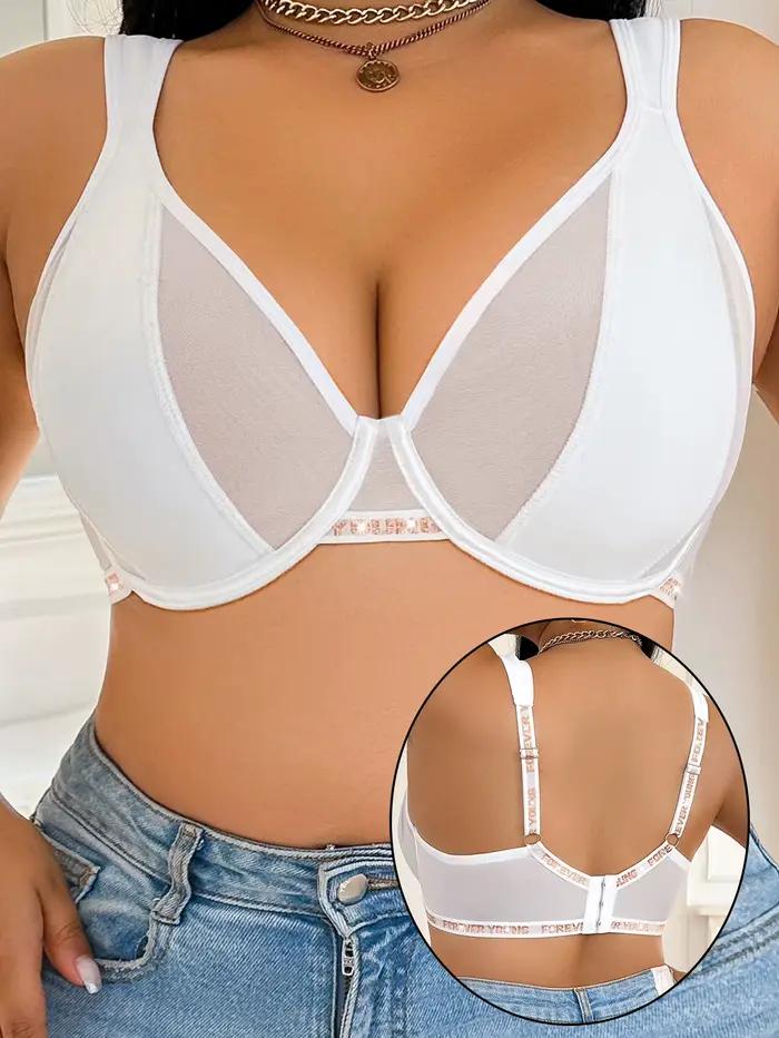 Soutien-gorge blanc grande taille à armatures pour femme, couvrant entièrement la poitrine, push-up,
