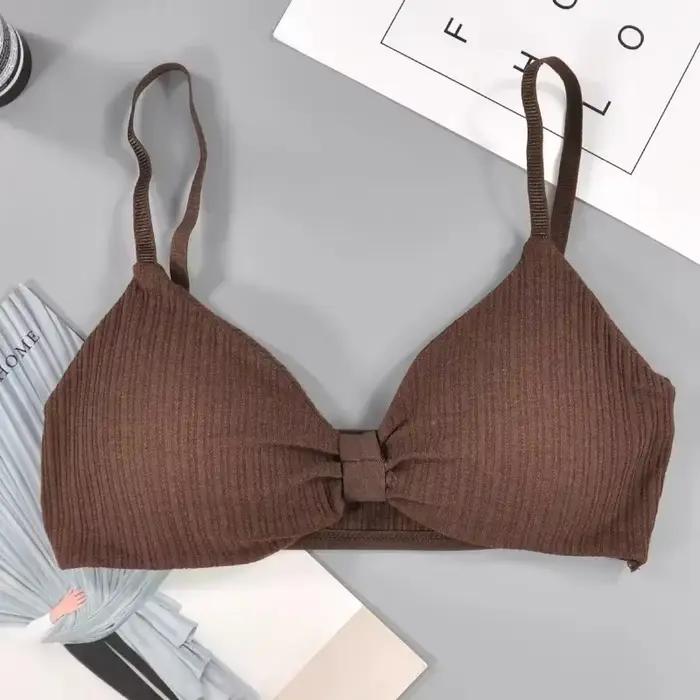 Soutien-gorge rembourré en coton confortable pour femme, sous-vêtement sans couture, soutien-gorge p