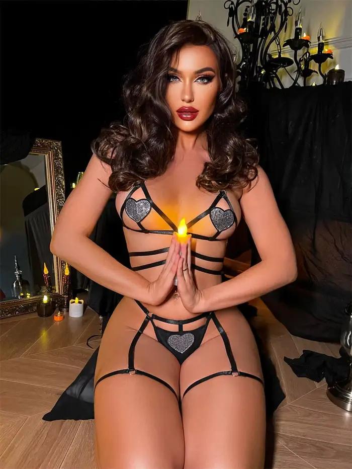 Ensemble de Lingerie Sexy pour Femme, Sous-Vêtements, Culotte, Soutien-Gorge