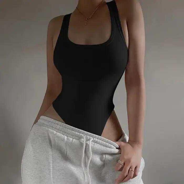 Body en tricot sans manches pour femmes, Sexy, moulant, épaules dénudées, col licou, décontracté, co