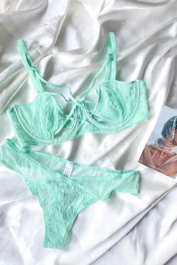 Soutien-gorge sexy à bretelles pour femmes, sous-vêtements en dentelle, section fine, avec anneau en