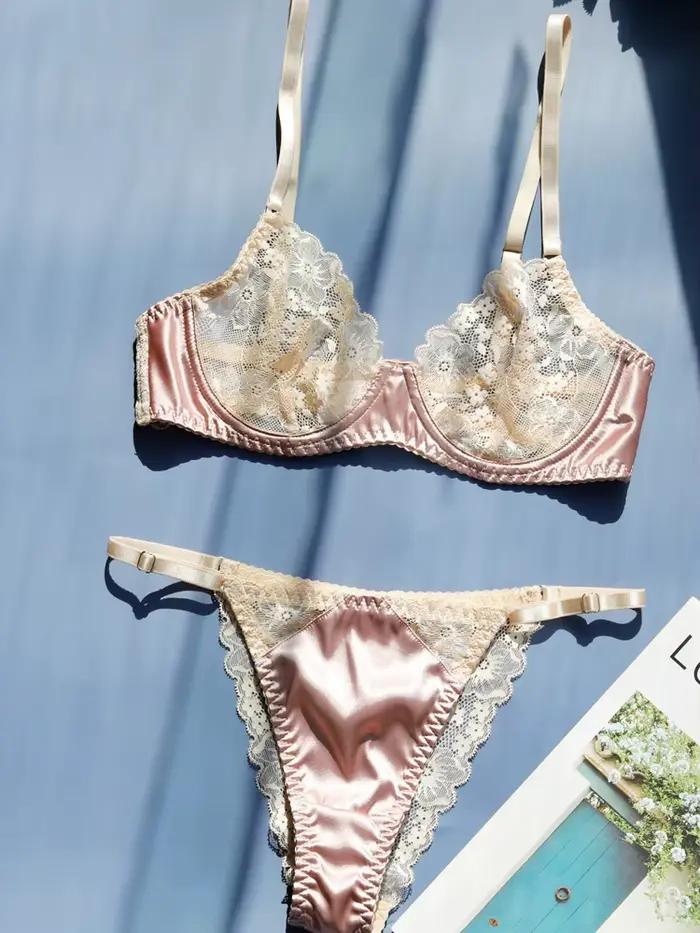 Femmes mode dentelle Patchwork Lingerie grand sein soutien-gorge taille basse string ensemble de sou
