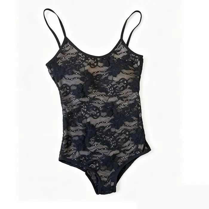Body en dentelle transparente pour femme, sexy, à motif floral, sculptant le corps, peut être associ