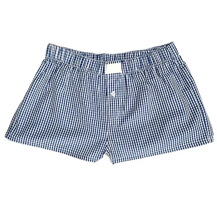 Short de pyjama Y2k pour femmes, mignon Plaid, pantalon court en flanelle, short de sommeil, bas, ta