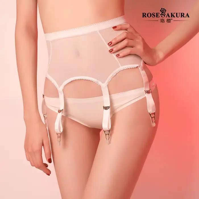 Porte-jarretelles en maille pour femmes, Lingerie noire Sexy, taille haute, jarretelles élastiques b