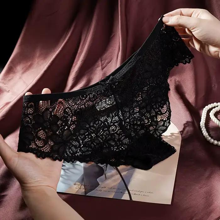 Culotte Sexy en Dentelle pour Femme, Sous-Vêtement Doux et Respirant, Transparent, Confortable