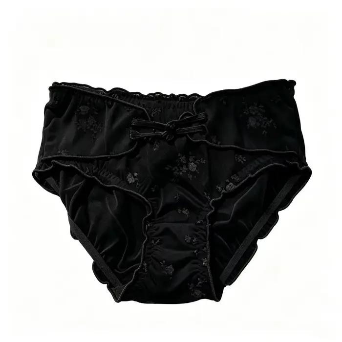 Culotte Femme Taille Basse en Soie Glacée Transparente avec Boucle et Volants Style Chinois – Linger