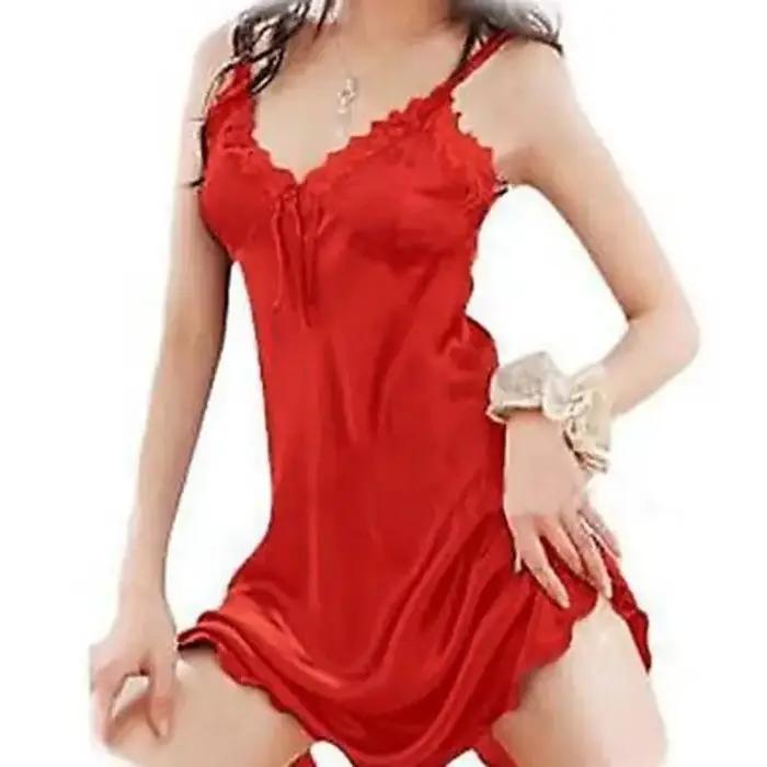 Robe élégante en dentelle pour femme, chemise de nuit en satin de soie, robe babydoll sexy à épaules