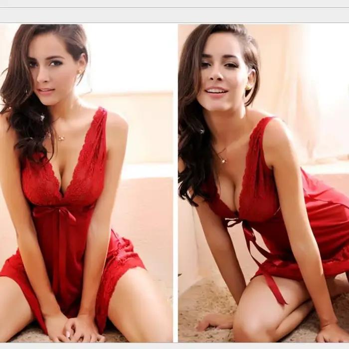 Mode vêtements de nuit sexy grande taille nuit Lingerie femmes vêtements de nuit Sexy col en v sous-