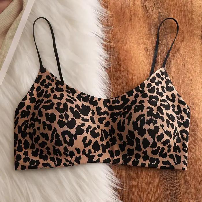Soutien-gorge sans couture imprimé léopard tendance pour femme, avec maintien latéral anti-affaissem
