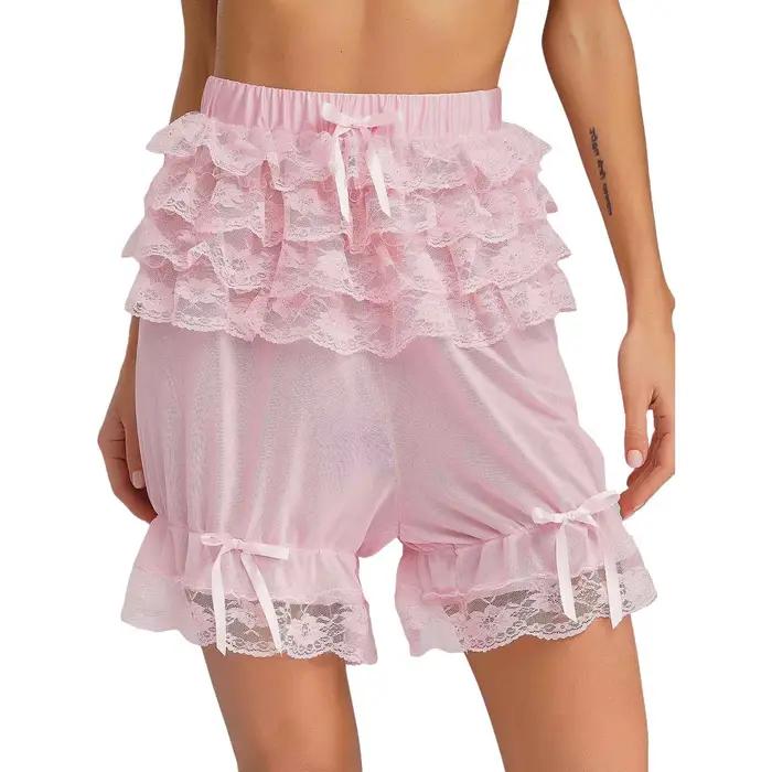 Femmes pure dentelle culottes Bloomers à plusieurs niveaux à volants arc citrouille caleçons filles 