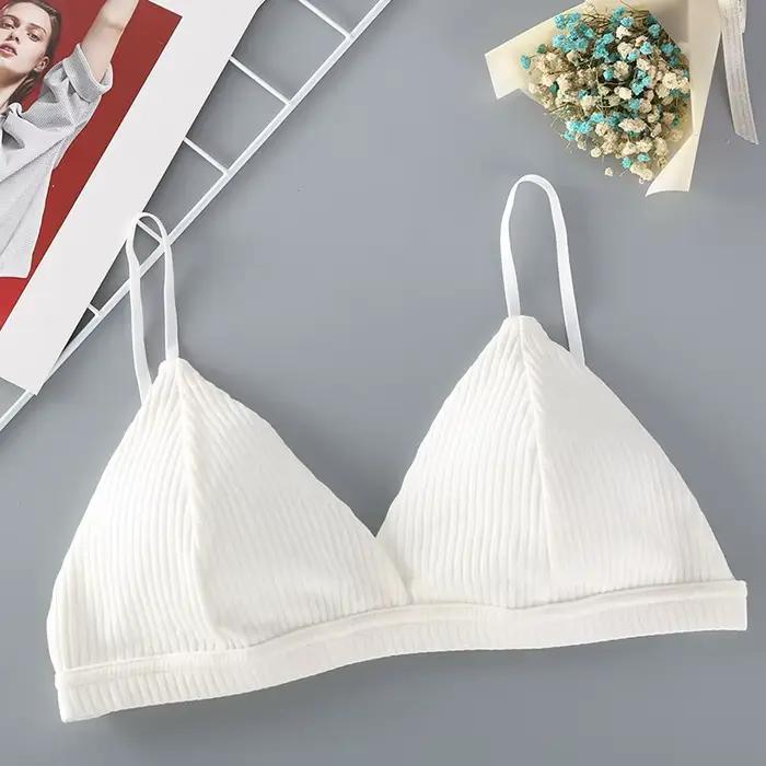 Soutiens-gorge en coton pour femmes, brassière push-up, Lingerie Sexy, rembourré, solide, sans fil, 