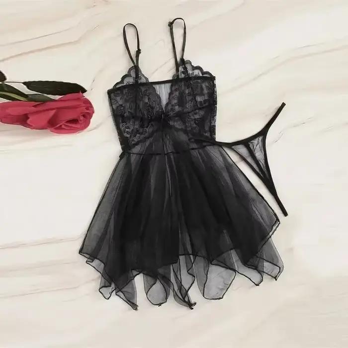 Nouvelle Lingerie Sexy pour Femmes Raffinées : Ensemble Intime en Dentelle et Tulle Transparent, Élé