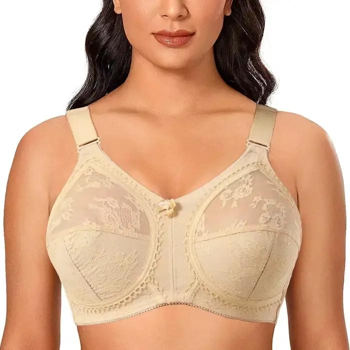 Soutien-gorge Ultra-fin non rembourré pour femmes, grand minimiseur, grande taille, en dentelle, Sex