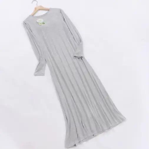 Chemise de nuit longue en coton modal pour femmes, chemise de nuit femme, soutien-gorge rembourré, c
