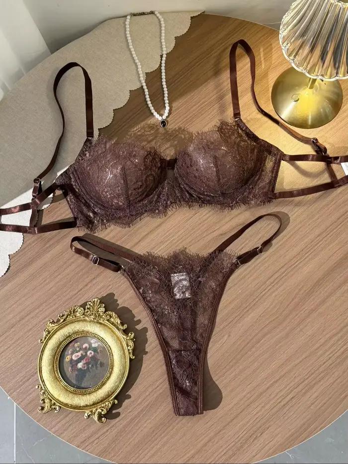 Soutien-gorge d'été élégant en dentelle transparente brodée, confortable, anti-affaissement, couvran