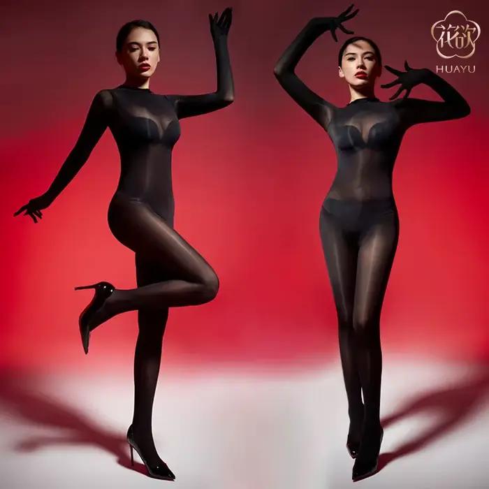 Body sans couture Triangle entrejambe corps complet couvre-tête cinq doigts ouvert entrejambe pénis 