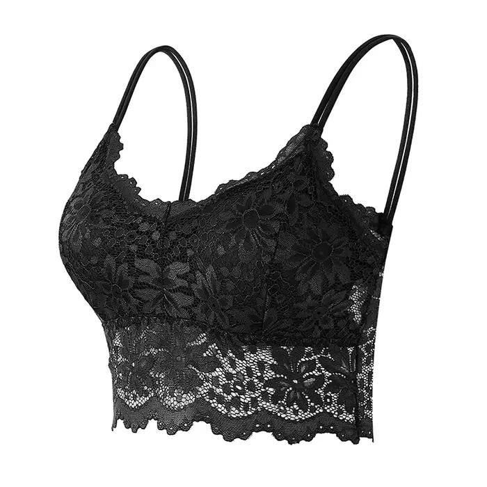 Soutien-gorge en dentelle pour femmes, Bralette confortable et Sexy, sous-vêtements de couleur unie,