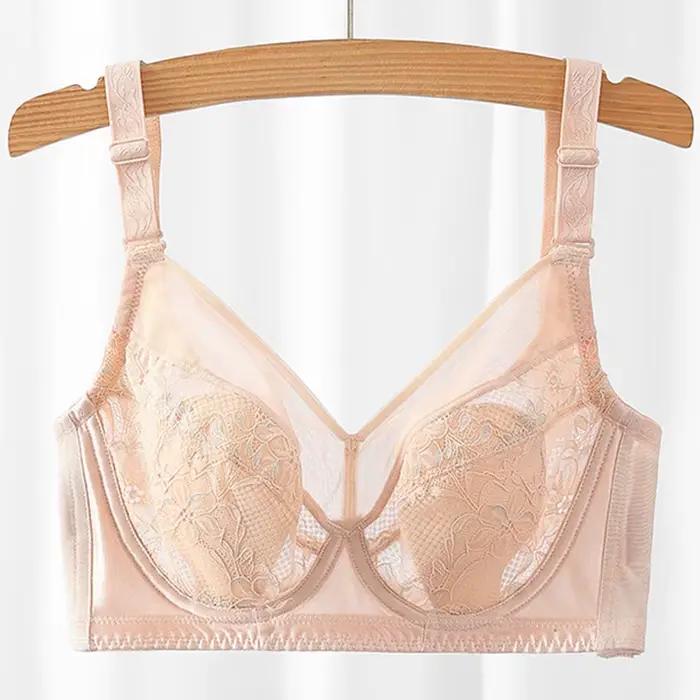 Soutien-gorge à armatures en dentelle pour femmes, soutien-gorge à couverture complète, fil souple, 