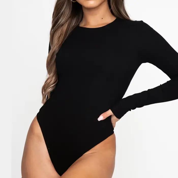 Nouveau body à manches longues pour femme, coupe ajustée, bodycon, combinaison décontractée une pièc