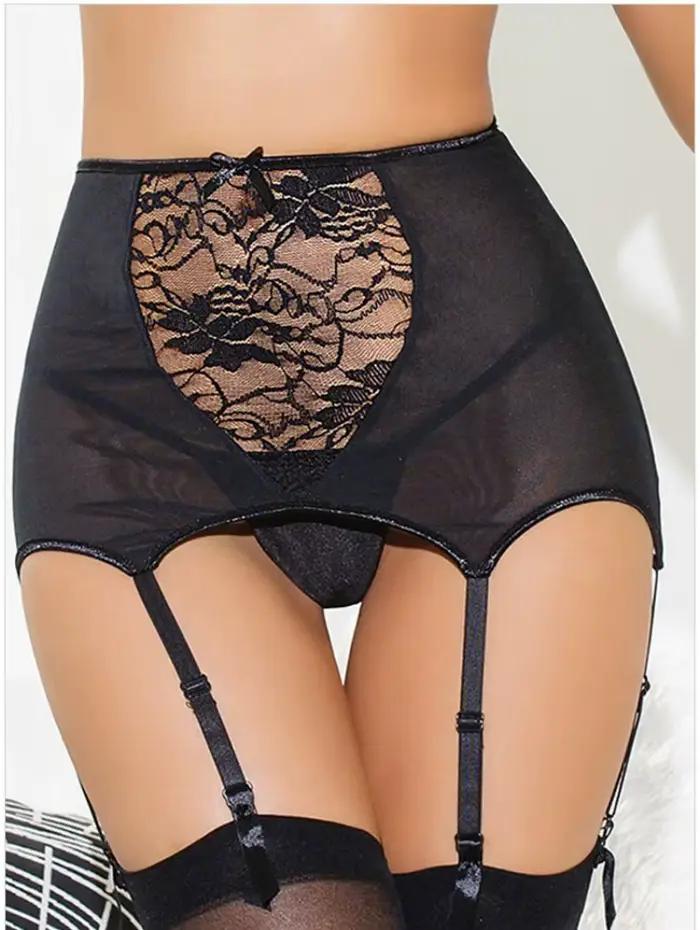 Porte-jarretelles taille haute pour femme, jarretelles élastiques, bas en maille, lingerie sexy, jam