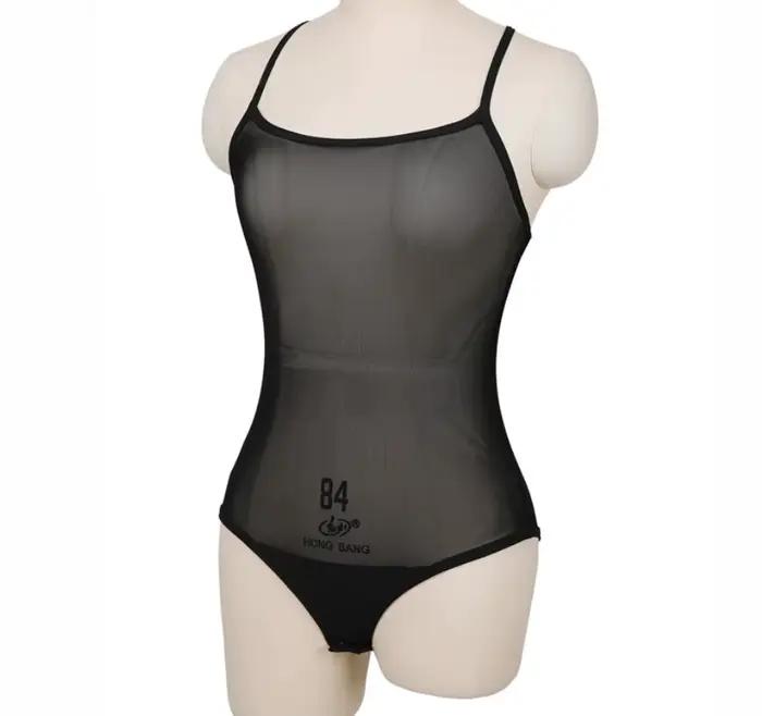 Justaucorps en maille transparente pour femme, costume de batterie une pièce, string coupe haute, te