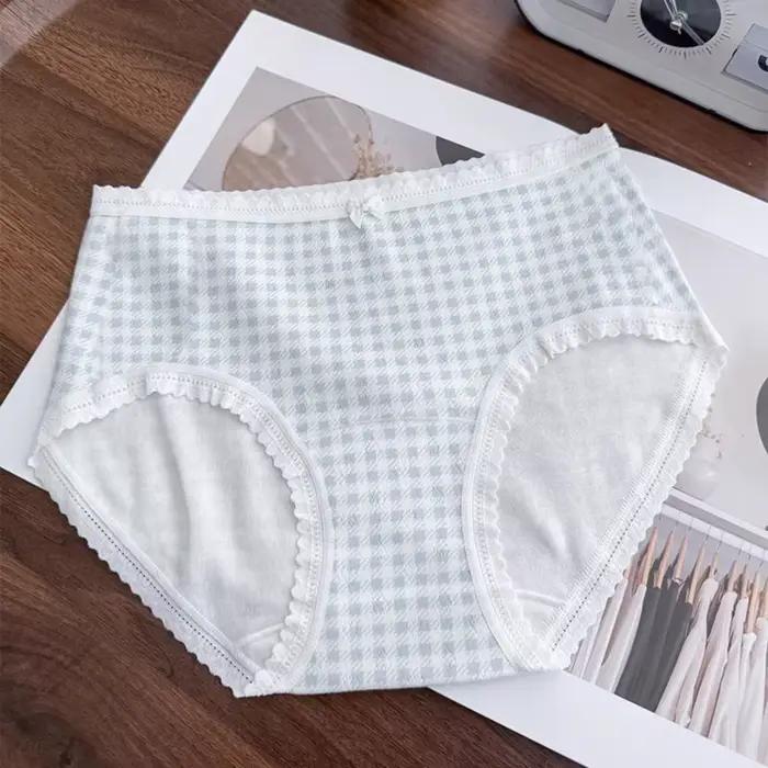 Culottes mi-hautes pour femme en coton à motif floral, nœud et motif ours, style doux et quadrillé