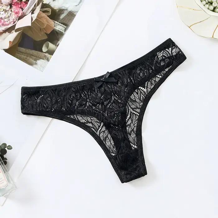Culotte en patchwork de dentelle basse pour femme, taille string, lingerie sexy, solide, grande tail
