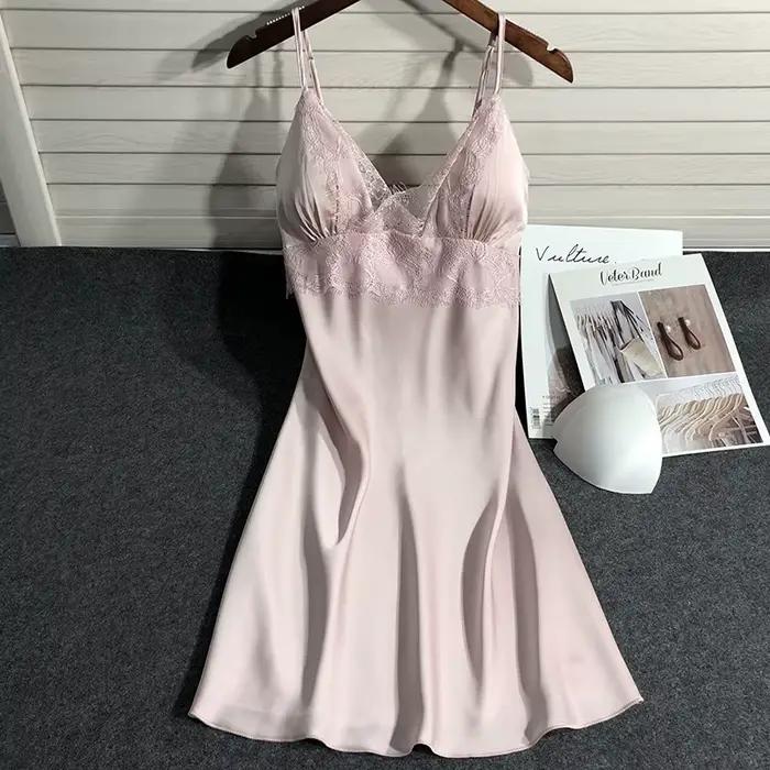 Ensemble de pyjamas en dentelle pour femmes, robe de bain sexy, chemise de nuit en satin, vêtements 