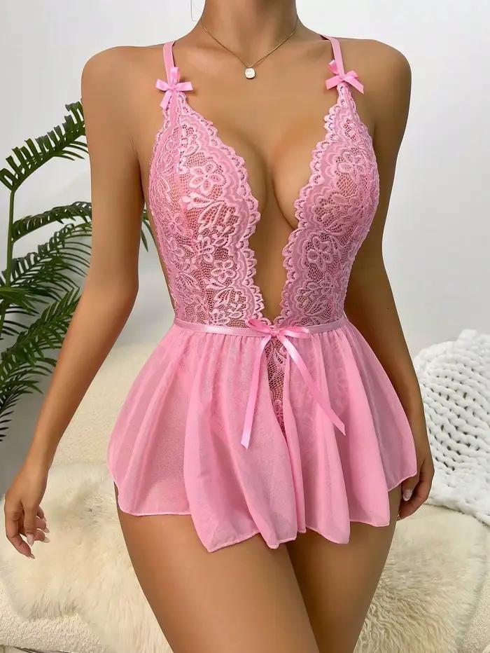 Sous-vêtements body ouvert Sexy pour femmes, jupe de nuit en dentelle, Costumes sexuels, Lingerie ér
