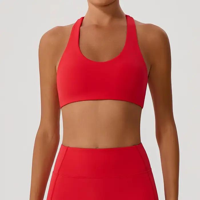 Soutien-gorge de sport Sexy à dos croisé pour femmes, avec coussin de poitrine, Style à bretelles, p