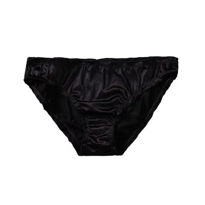 Confortable taille basse Satin soie culotte mince caleçon volants slips sous-vêtements femmes Linger