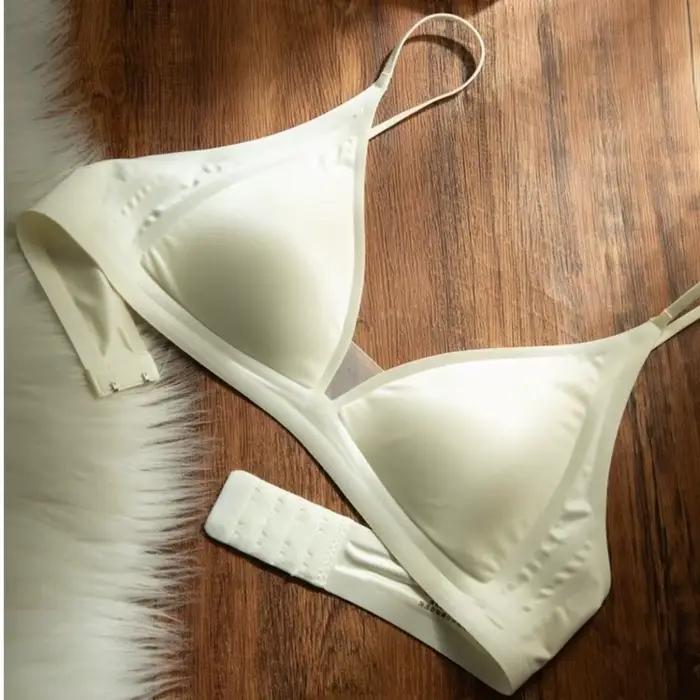 Soutien-gorge français en Satin de lait, décolleté en v profond, Support doux, sans fil, bonnet Tria