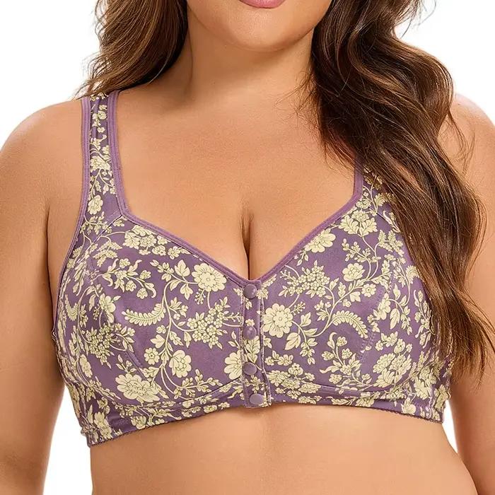 Bralette grande taille A-G, soutien-gorge sans fil à fermeture avant, couvrant entièrement la poitri