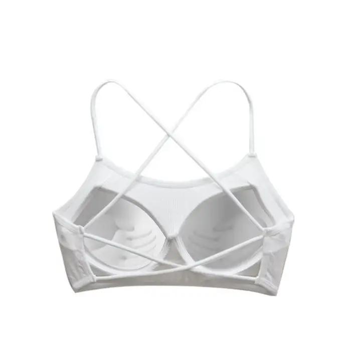 Soutien-gorge de sport à bretelles croisées, fin, push-up, résistant aux chocs, crop top de yoga res
