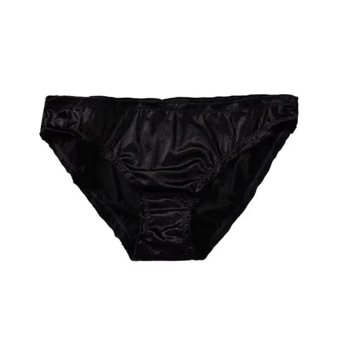 Culottes en satin de soie confortables à taille basse, fines, de couleur unie, avec volants, sous-vê