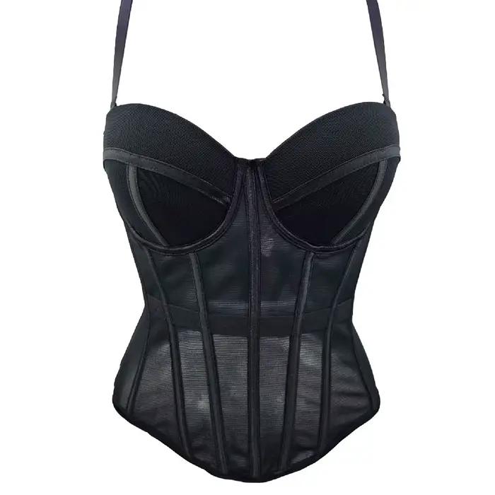 Taille Sexy maille transparente dame Bustier élégant façonnage femmes Corset filles mince tenue de s