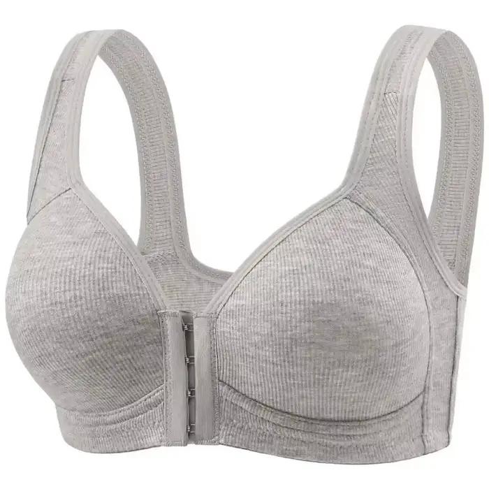 Soutien-gorge pour femmes, fermeture frontale sans fil, couleur unie, couverture complète, bonnets f
