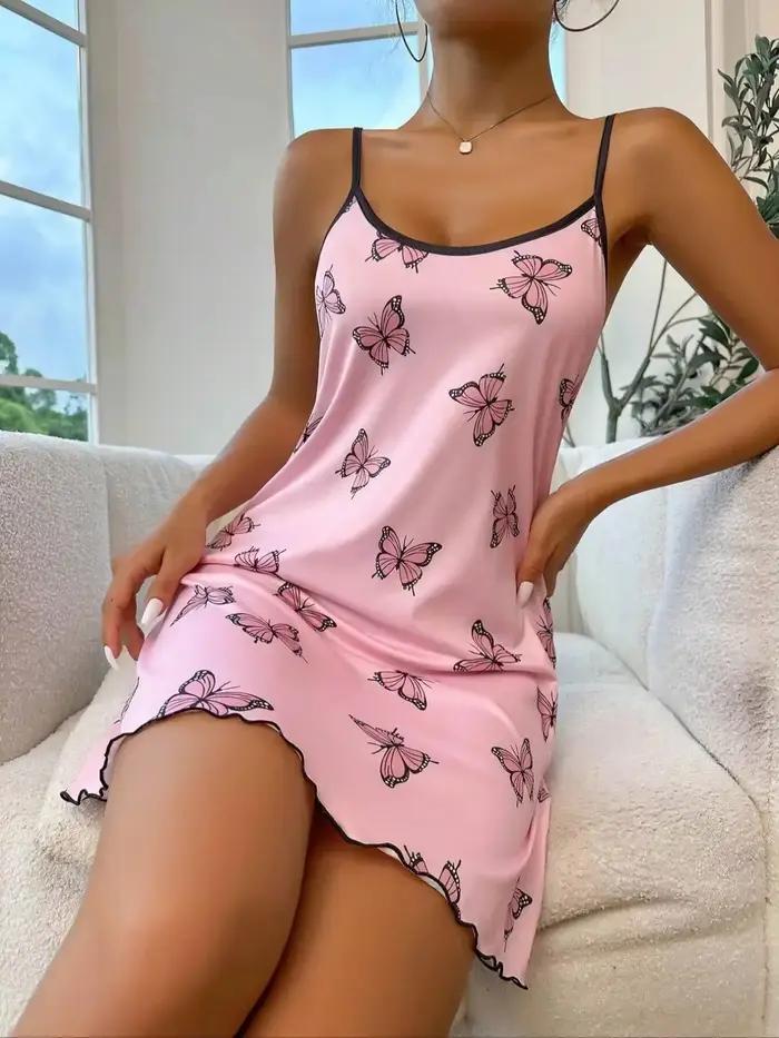 Chemise de nuit noire et blanche imprimée Love pour femmes, nuisettes, lingerie sexy, vêtements de n