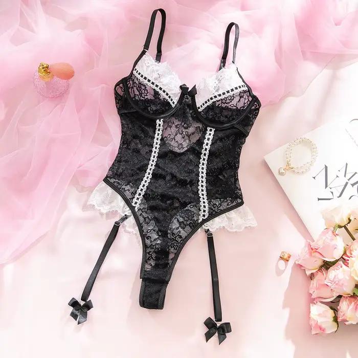 Lingerie sexy sans entrejambe pour femme, body évidé ultra-séduisant, costumes érotiques, robe babyd