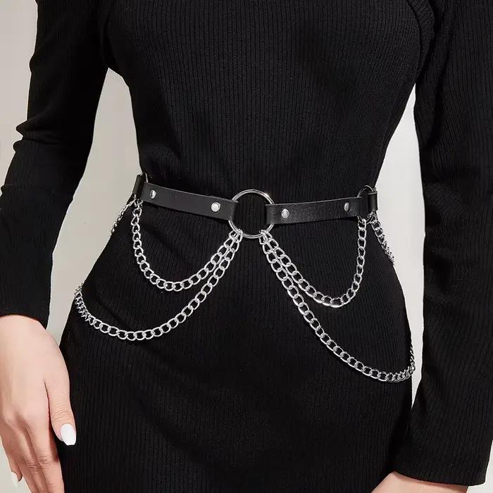 Punk Leder Körperkette Porte-jarretelles en cuir pour femmes, ceinture corset, ceinture de jambe sex