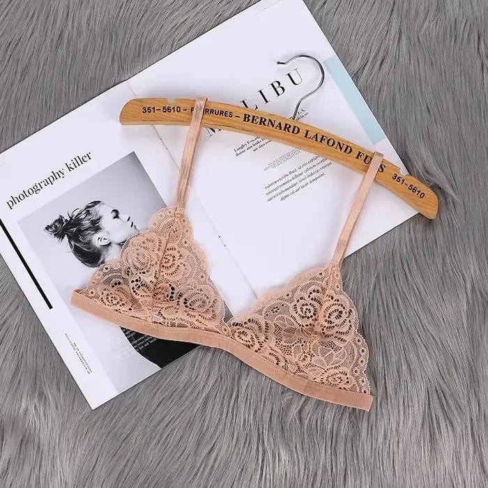 Soutien-gorge fin sans coussinet de poitrine pour femmes, Lingerie Sexy en dentelle, découpe avec bo