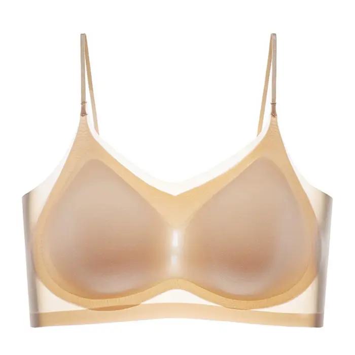 Soutien-gorge Ultra-fin et respirant en soie glacée pour femmes, dos nu sans couture, gilet portefeu