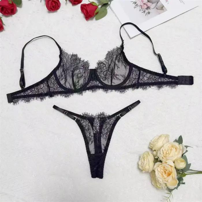 Ellolace Ensembles de Lingerie Élégants pour Femmes, Soutien-Gorge en Dentelle Séduisant Hilitos 2 P
