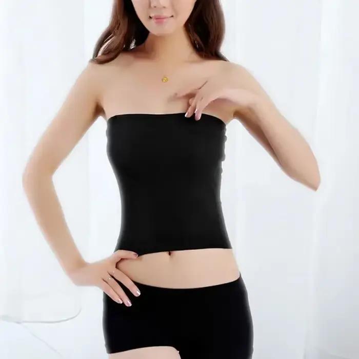 Haut tubulaire pour femmes, Corset à la mode, superposition de base, extensible, uni, sans bretelles