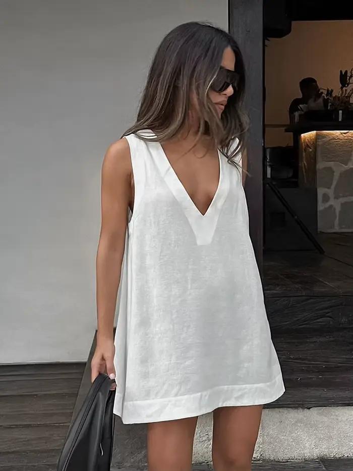 Marthaqiqi coton femme chemises de nuit Sexy col en v vêtements de nuit débardeurs pyjamas dos nu vê