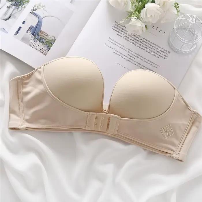 Soutien-gorge à fermeture frontale pour femmes, Push Up, sans bretelles, sans couture, sous-vêtement